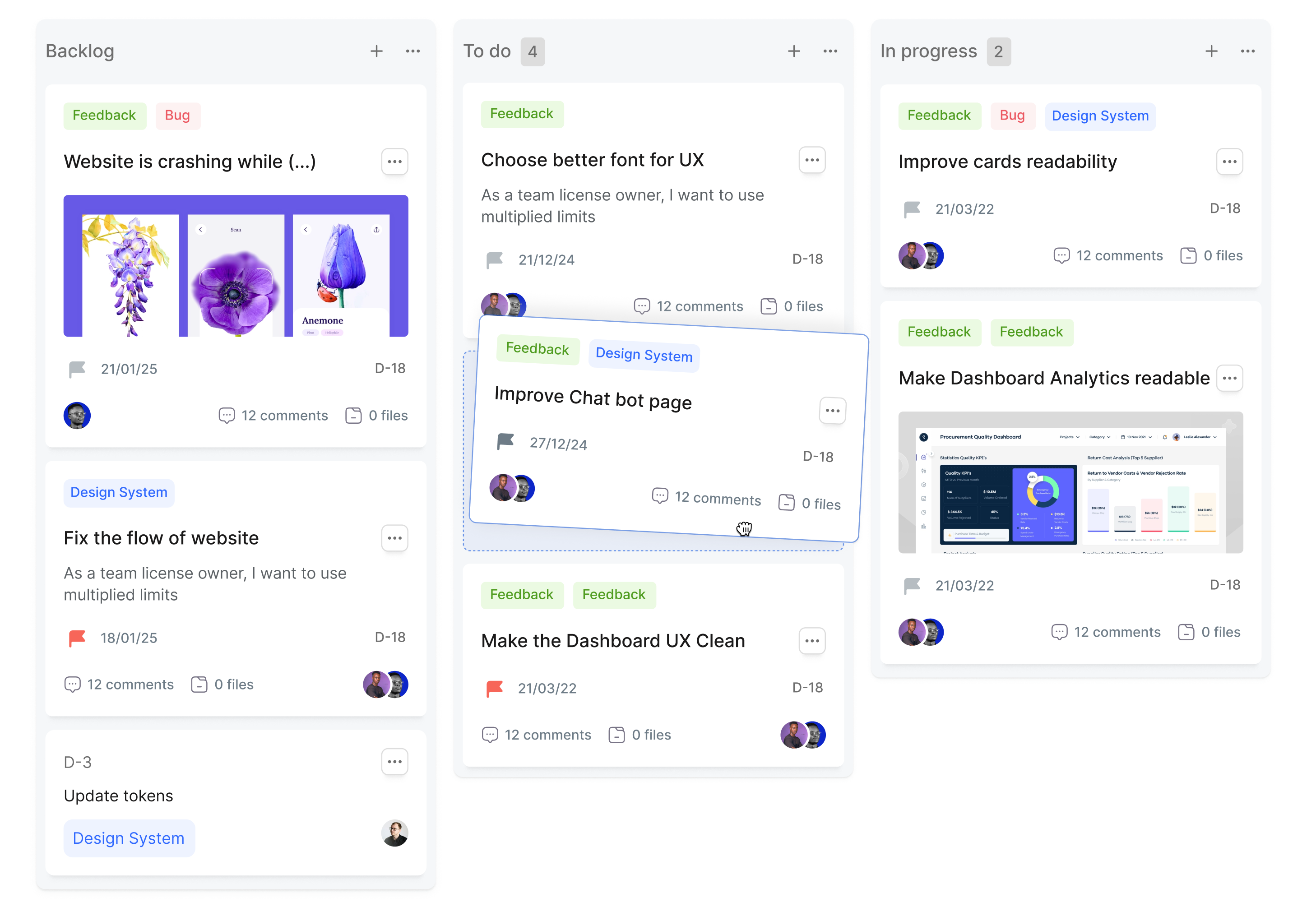 Drag and Drop Task Management Interface